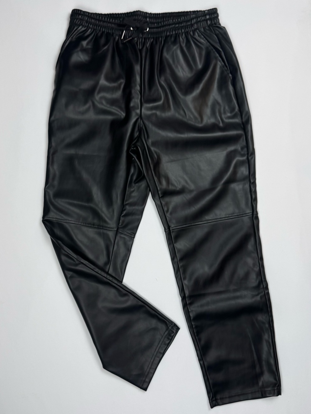 Laundry By Shelli Segal Black Faux Leather Joggers Women's Medium NWT